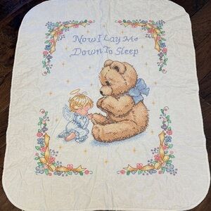 Vintage Handmade Baby Cross Stitch Coverlet